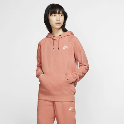 Shop Nike Sportswear Essential Women's Fleece Pullover Hoodie In Pink Quartz
