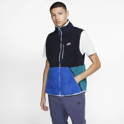 Shop Nike Sportswear Men's Sherpa Fleece Vest In Blue