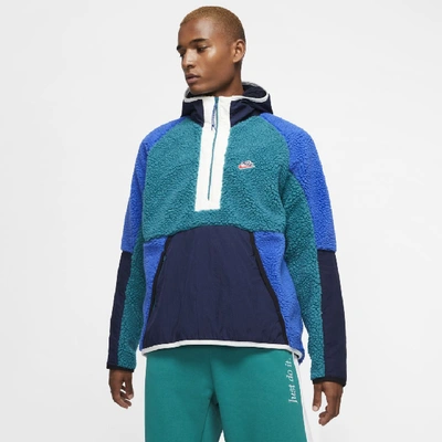 Nike Sportswear 1/2-zip Sherpa Hoodie In Geode Teal | ModeSens
