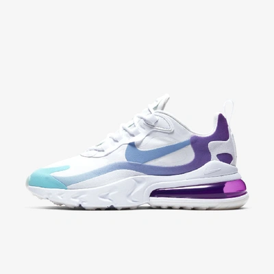 Shop Nike Air Max 270 React Women's Shoe (white) - Clearance Sale In White,aurora Green,vivid Purple,light Blue