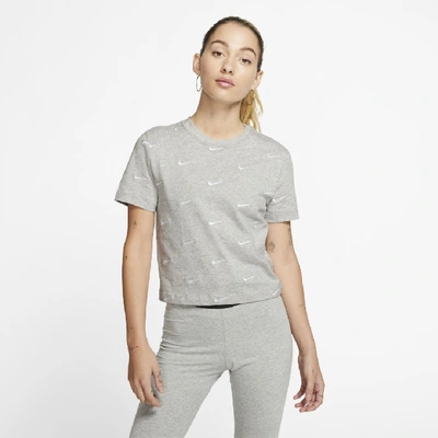 Shop Nike Women's Swoosh Logo T-shirt In Grey