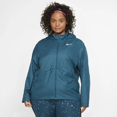 Nike Essential Women's Hooded Running Jacket (plus Size) In Blue | ModeSens