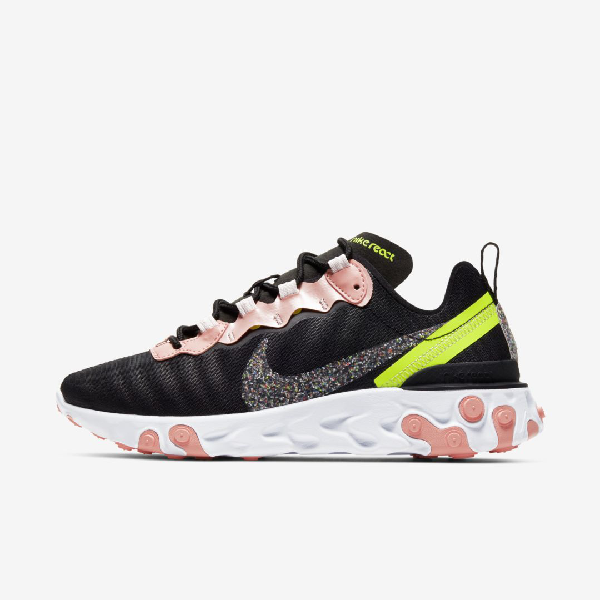 nike black and pink regrind react element 55 trainers