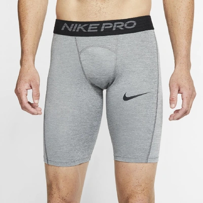 Shop Nike Pro Men's Long Shorts In Smoke Grey,light Smoke Grey,black