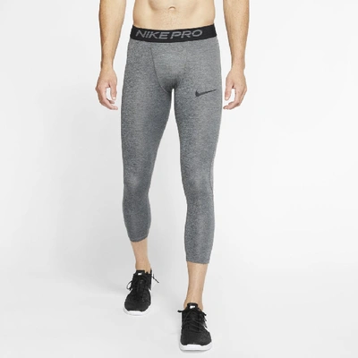 Shop Nike Pro Men's 3/4 Tights In Dark Smoke Grey,particle Grey,black