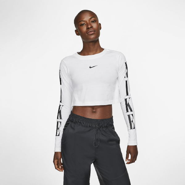 Nike Sportswear Women's Long Sleeve Crop Top In White | ModeSens