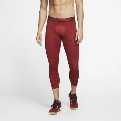 Shop Nike Pro Men's 3/4 Tights In Night Maroon/university Red/black