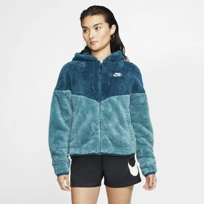 Shop Nike Sportswear Windrunner Women's Sherpa Jacket In Blue