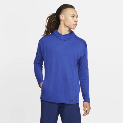 Shop Nike Yoga Dri-fit Men's Pullover Hoodie In Blue