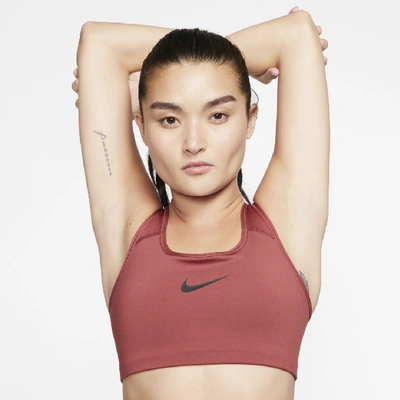 Shop Nike Swoosh Women's Medium-support Sports Bra In Red