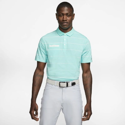 Shop Nike Dri-fit Player Men's Striped Golf Polo In Light Aqua