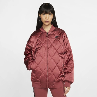 Shop Nike Air Women's Satin Jacket In Red