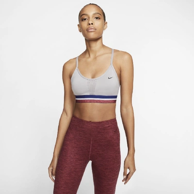 Shop Nike Indy Icon Clash Women's Light-support Sports Bra In Atmosphere Grey