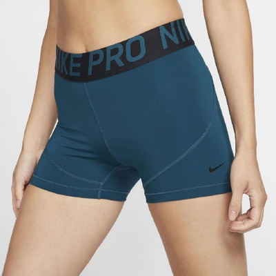 Shop Nike Pro Women's 3" Training Shorts In Midnight Turquoise