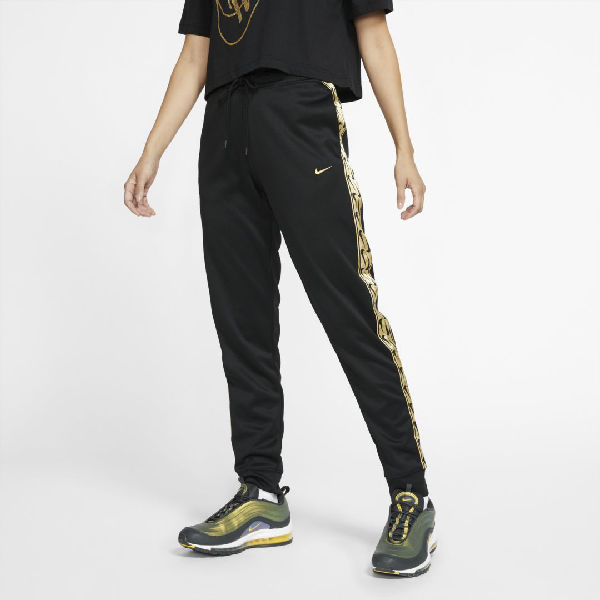 nike women's black and gold joggers