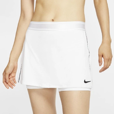 Shop Nike Court Dri-fit Women's Tennis Skirt In White,black,white,black