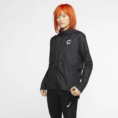 Shop Nike Essential Chicago Women's Full-zip Running Jacket In Black