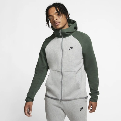 Nike Sportswear Tech Fleece Zip Hoodie In Dark Grey Heather/galactic Jade/black  | ModeSens