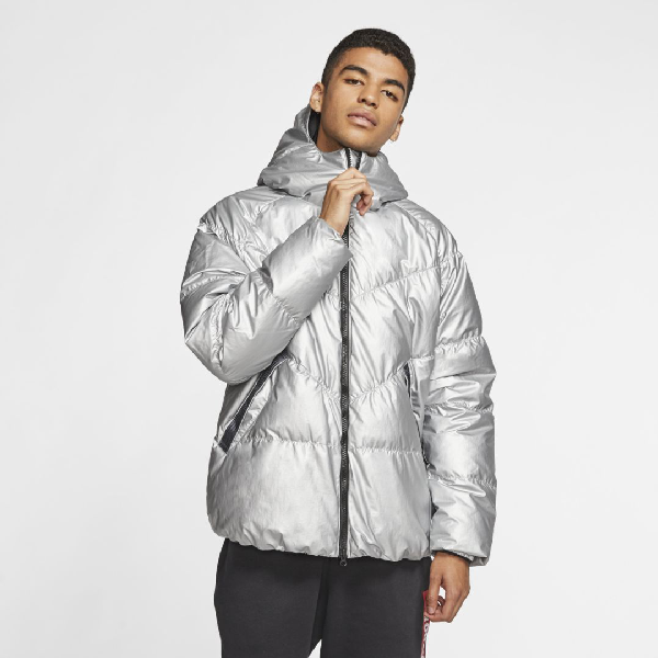 nike silver puffer jacket