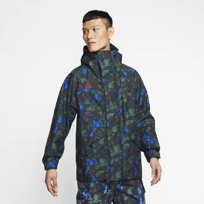 Shop Nike Acg Gore-tex Men's Allover Print Jacket In Blue