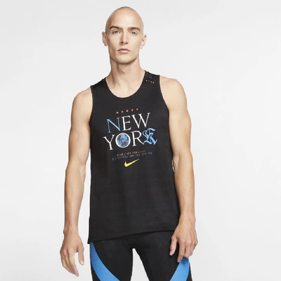 Shop Nike Dri-fit Miler Nyc Men's Running Tank In Black
