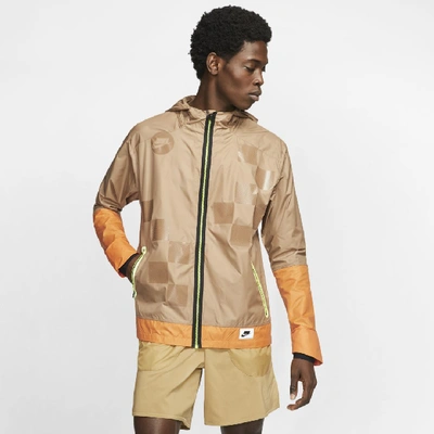 Shop Nike Shield Men's Flash Running Jacket In Khaki