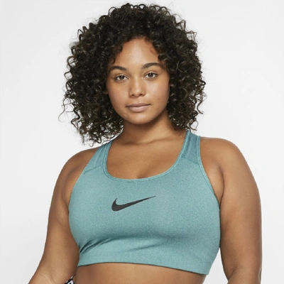 Shop Nike Women's Swoosh Medium-support Sports Bra (plus Size) In Mineral Teal