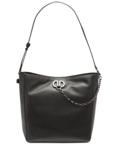 Shop Dkny Linton Leather Hobo, Created For Macy's In Black/gunmetal