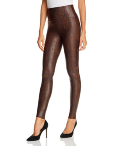 Shop Spanx Snake Faux-leather Leggings In Brown Snake