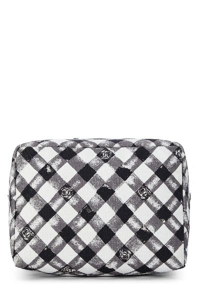 Pre-owned Chanel Black & White Plaid Travel Lunch Box