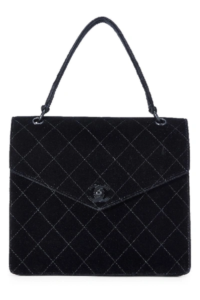 Pre-owned Chanel Black Quilted Velour Handbag