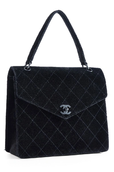 Pre-owned Chanel Black Quilted Velour Handbag