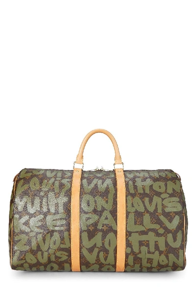 Pre-owned Louis Vuitton Stephen Sprouse X  Green Monogram Graffiti Keepall 50