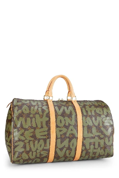 Pre-owned Louis Vuitton Stephen Sprouse X  Green Monogram Graffiti Keepall 50