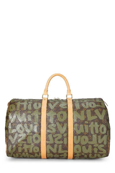 Pre-owned Louis Vuitton Stephen Sprouse X  Green Monogram Graffiti Keepall 50