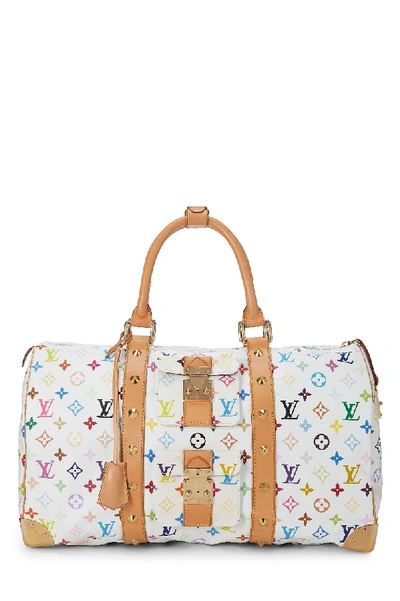 Pre-owned Louis Vuitton Takashi Murakami X  White Monogram Multicolore Keepall 45