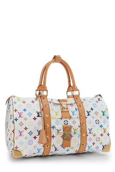 Pre-owned Louis Vuitton Takashi Murakami X  White Monogram Multicolore Keepall 45