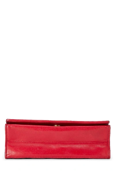 Pre-owned Chanel Red Lambskin Pocket Full Flap Shoulder Bag Small