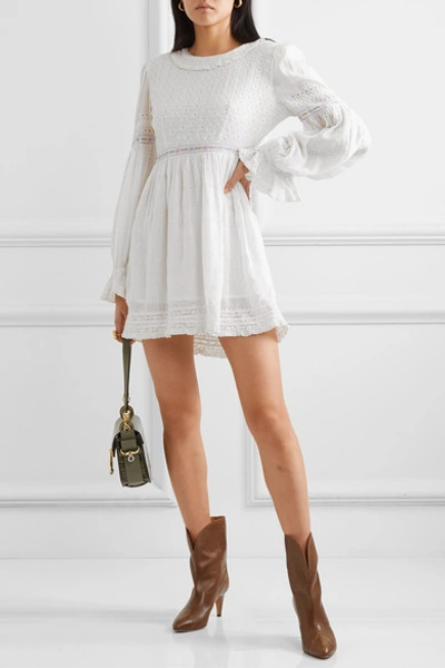 Shop Loveshackfancy Jullian Broderie Anglaise Cotton Mini Dress In White