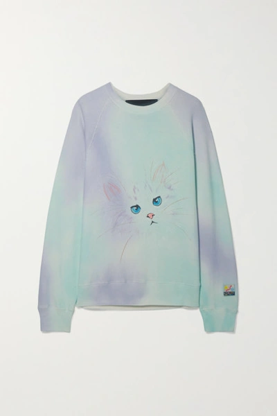 Shop The Marc Jacobs Printed Tie-dyed Cotton-terry Sweatshirt In Blue
