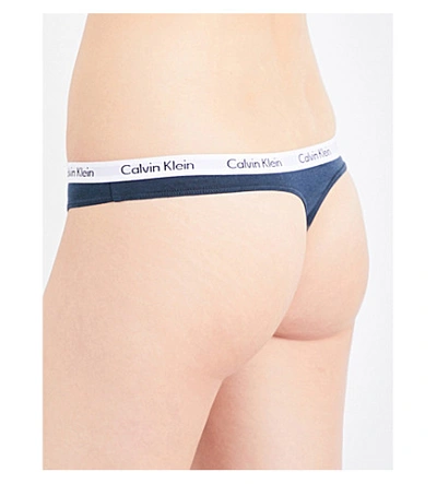 Shop Calvin Klein Carousel Stretch-cotton Thong In Oh4 High Octane