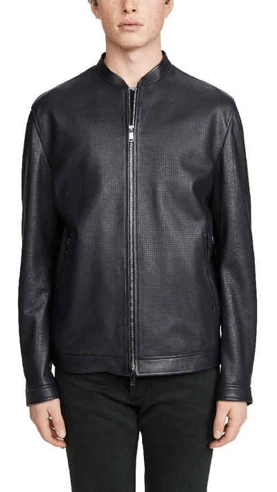Shop Theory Morrison Leather Jacket In Eclipse