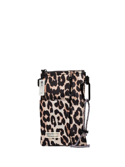 Shop Ganni Leopard Print Cross-body Bag In Brown