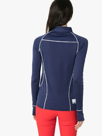 Shop Perfect Moment Knitted Half Zip Thermal Top In Blue