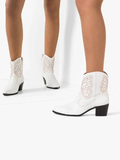 Shop Sophia Webster White Shelby 50 Leather Ankle Boots