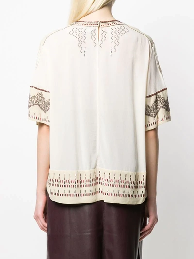 Shop Isabel Marant Silk Embroidered T-shirt In Neutrals