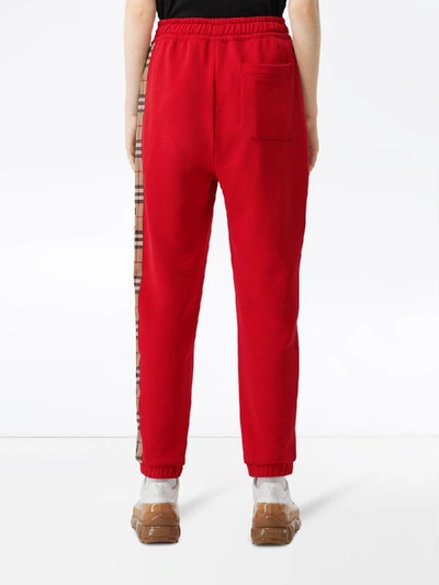Shop Burberry Vintage Check Panel Track Pants In Red