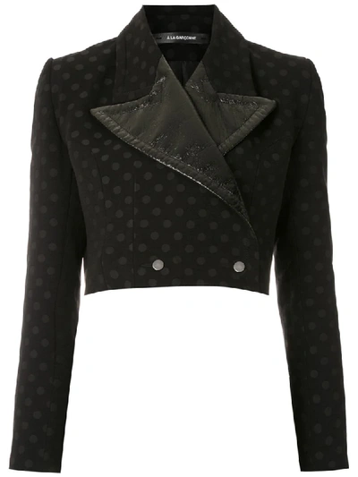 Shop À La Garçonne Polka Dots Cropped Blazer In Black