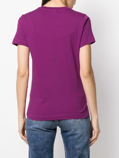 Shop Diesel Logo Print Crew Neck T-shirt In Purple