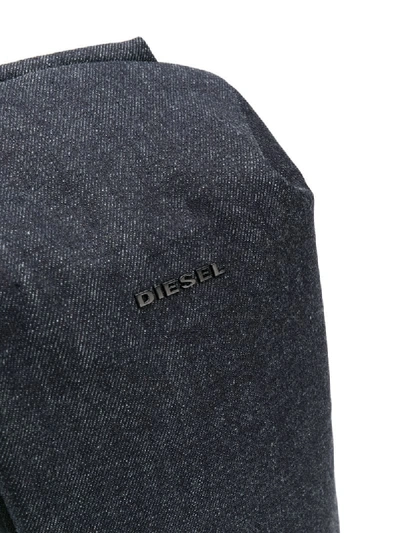 Shop Diesel Denim Backpack In Black